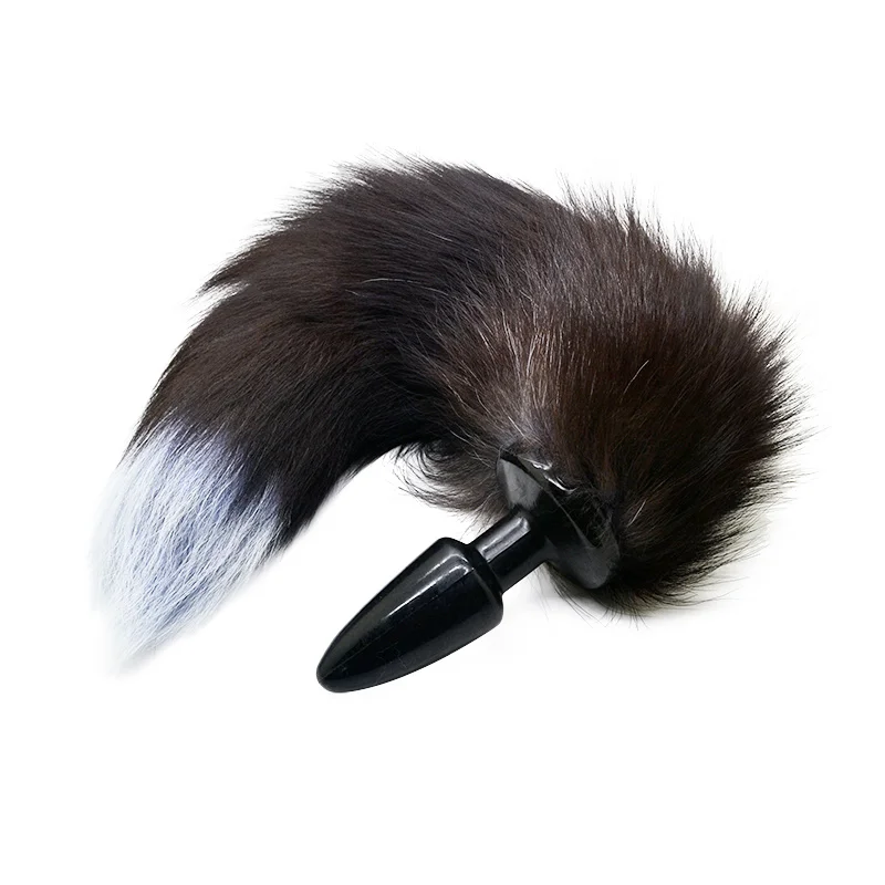 Очаровательная черная Лисичка хвост Мягкая искусственная шерсть Анальная