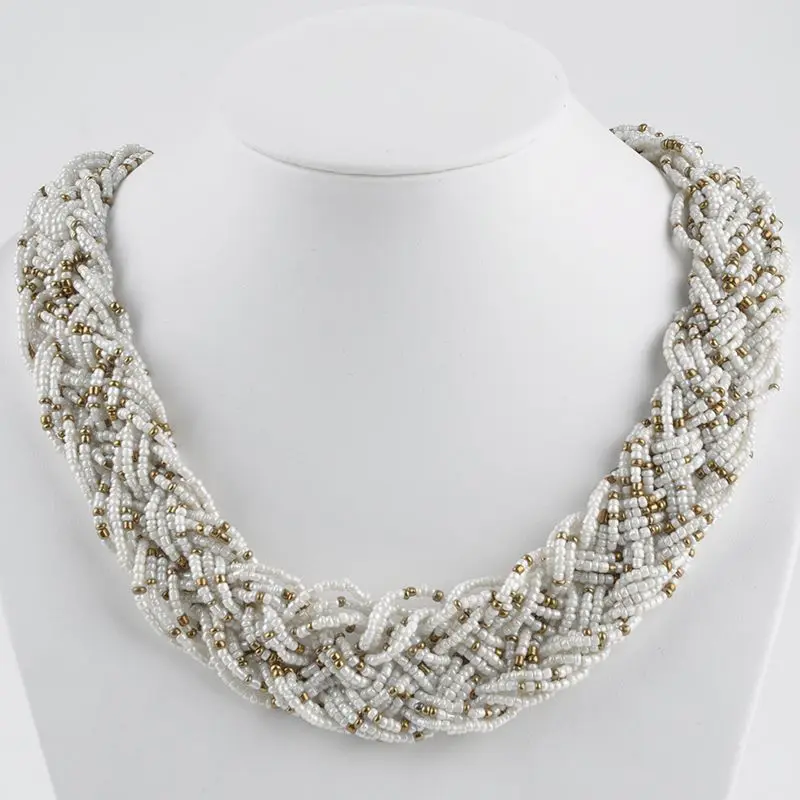 Winter White Новые женские винтажные плетеные бусы ожерелье популярные офисные женские Плетеные Подвески - Окраска металла: Winter White