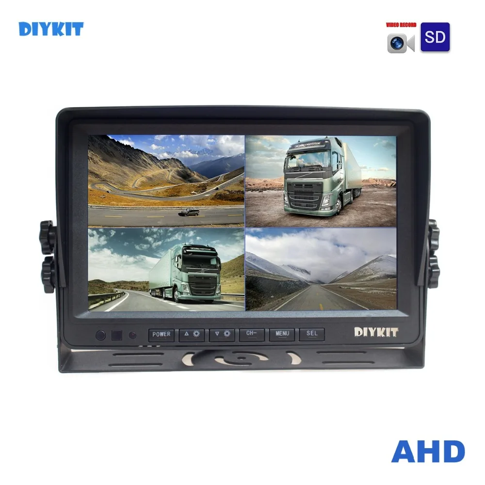 DIYKIT AHD 4PIN " 4 раздельный четырехъядерный ЖК-экран монитор заднего вида с поддержкой 1080P AHD камера со слотом для sd-карты запись видео