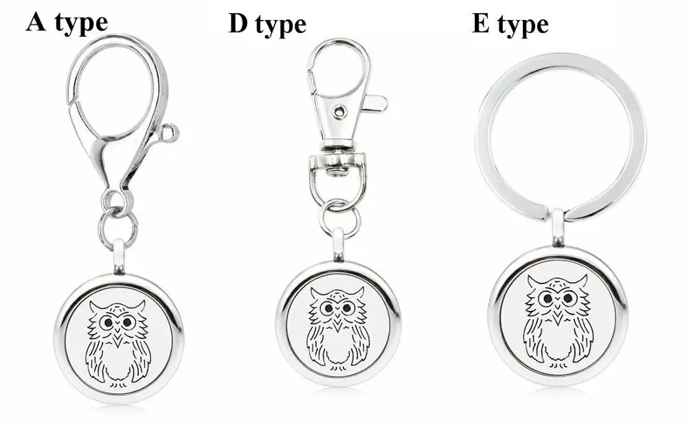 KM069 owl Милые животные собака кошка Медведь лапа серебро эфирное масло диффузор брелок DIY шары герой 25 мм медальон с ароматом брелок подходит для домашних животных ошейник - Цвет: KM069 owl
