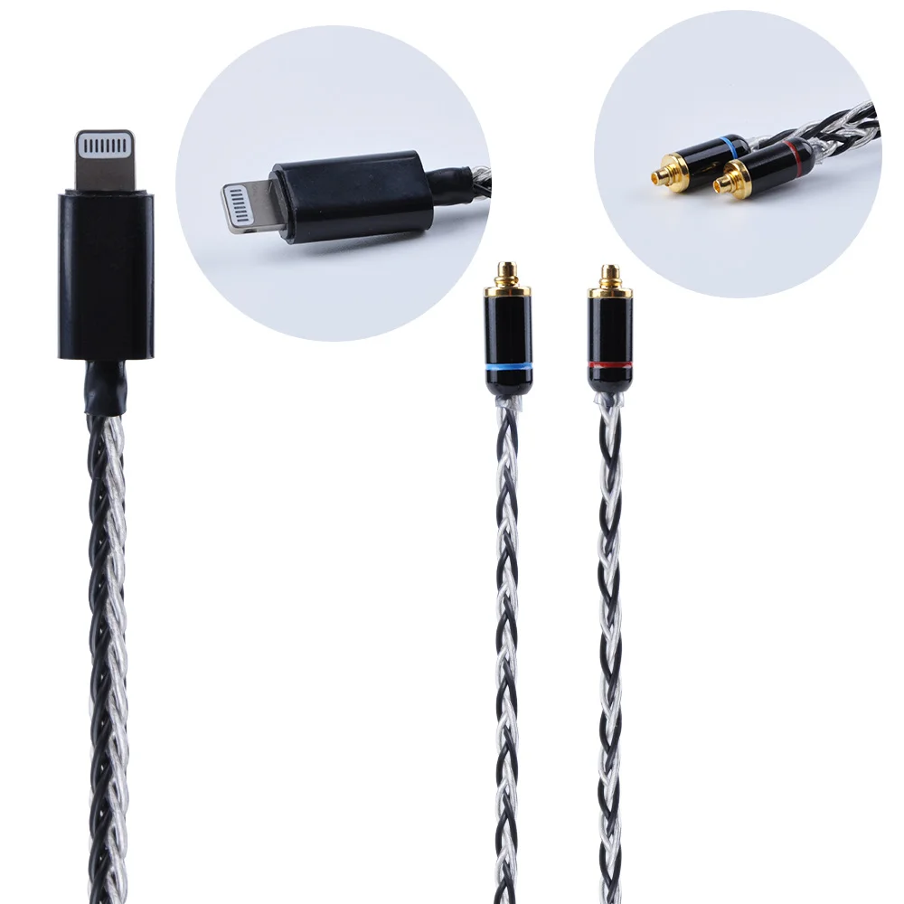 2018 Новый 8 ядерный посеребренный кабель Eearphone обновленный 2PIN/Mmcx разъем для Iphone 7/8/X
