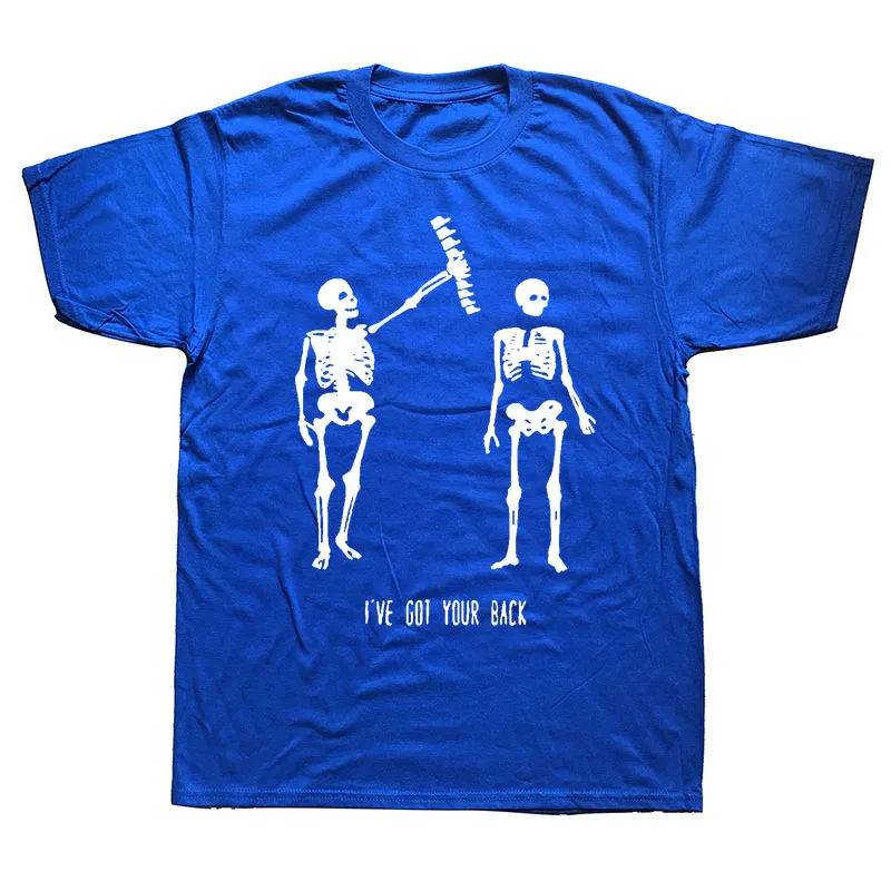 Летняя футболка с принтом «I 've Got Your Back Skeleton» для мужчин, хлопковая футболка с коротким рукавом и круглым вырезом