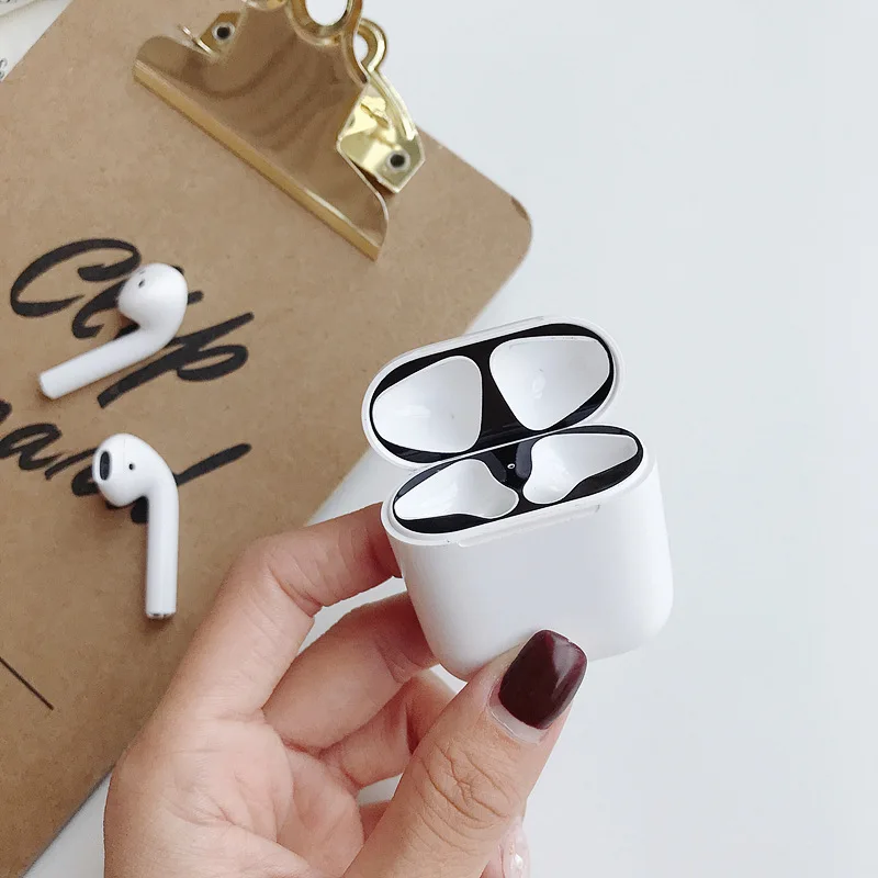 Металлическая Пыль Защита для Apple AirPods Чехол Аксессуар Защитная Наклейка кожи