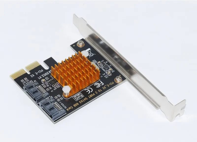 PCIe PCI Express для SATA 3 0 карты с кронштейном 2 порта III 6 Гбит/с адаптер ASMedia1062 большой