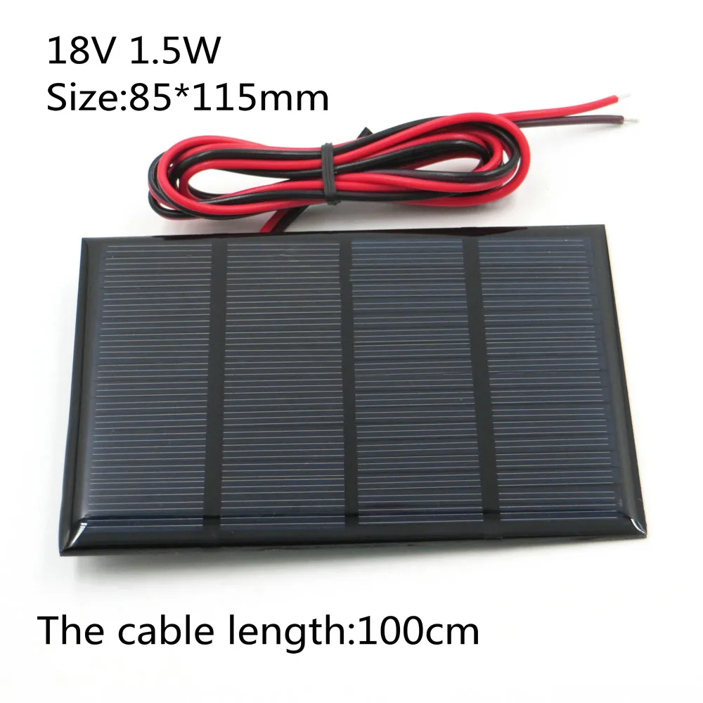 18V 1.5W Портативная солнечная панель 18 в 10 Вт 5 Вт 4,5 Вт 1,5 Вт diy зарядное устройство для солнечных батарей для мобильных телефонов фонарик игрушки электронные наборы bateria Солнечная - Цвет: 18V 1.5W