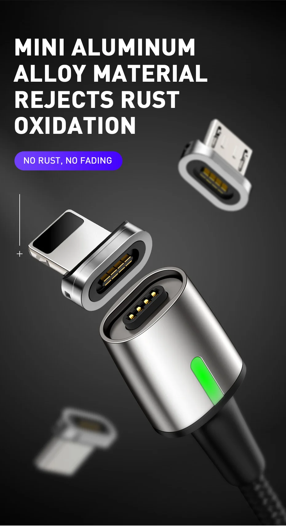 Baseus Магнитный кабель Micro USB для быстрой зарядки iPhone samsung, Магнитный адаптер для зарядного устройства usb type C, кабели для мобильных телефонов
