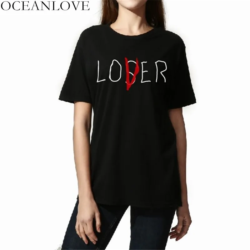 Женская футболка с коротким рукавом OCEANLOVE Harajuku модная уличная и круглым вырезом