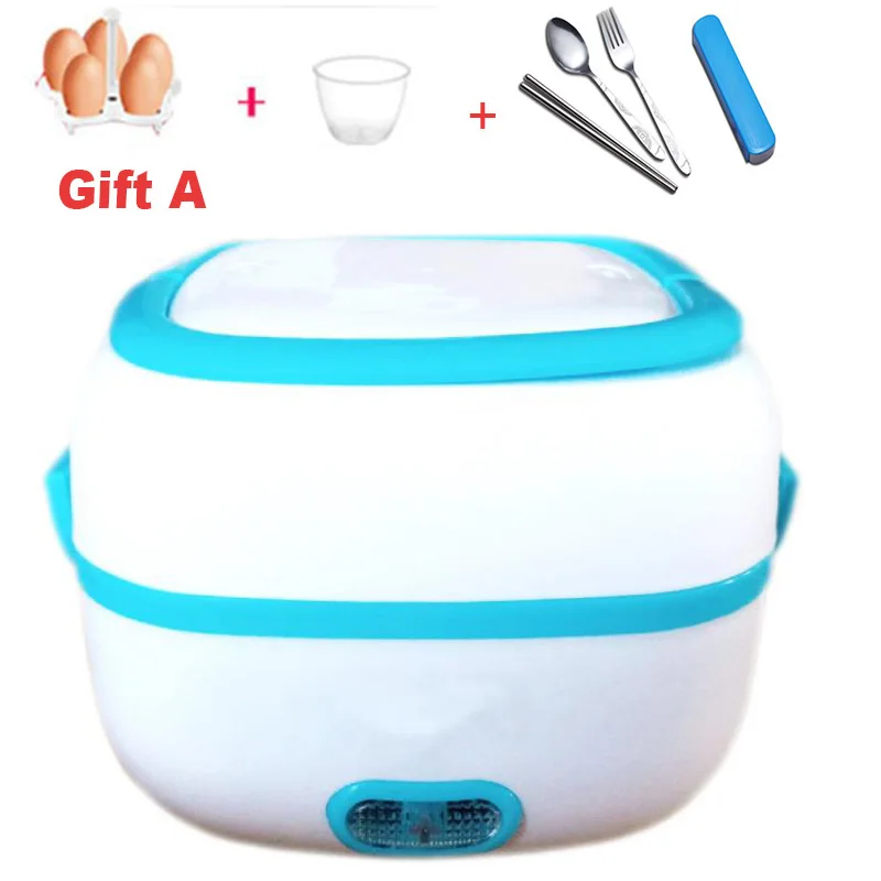 Blue-gift A 110 V/220 V Мини электрическая плита риса Плита 1.2L Многофункциональный Коробки для обедов Портативный Еда нагрева пароход сохранение тепла Пособия по кулинарии горшок - Цвет: Blue-gift A