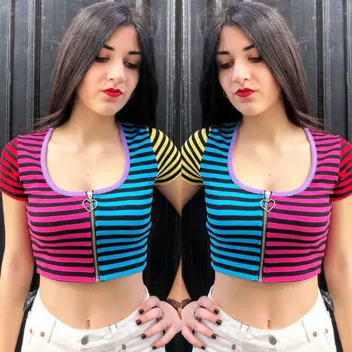 2018 летние Для женщин Повседневное дамы тонкий печати укороченный топ в