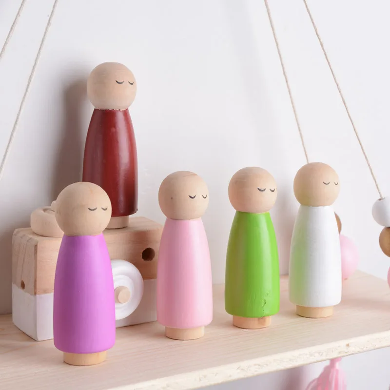 Детские игрушки деревянные блоки существ милые DIY колышки для кукол безопасный