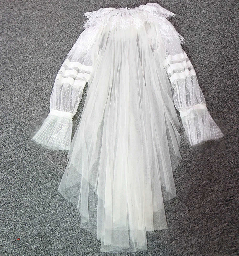 2017 летнее женское белое Сетчатое кружевное волнистое флокированное платье из