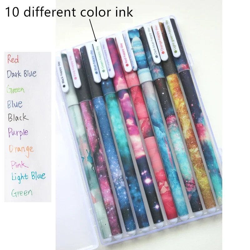 10 color pens 10 шт гелевые чернила Звездная ночь Galaxy цветные ручки для письма канцелярские принадлежности офисные школьные принадлежности lapices материал escolar A6308 - Цвет: 10 color pens