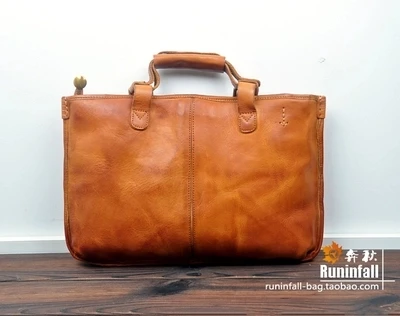 Кожаная Ретро сумка Wo для мужчин роскошный портфель из воловьей кожи