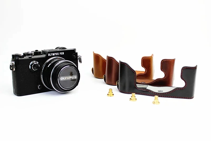 Модный чехол для камеры Olympus pen f penf из искусственной кожи с отверстием батареи|camera