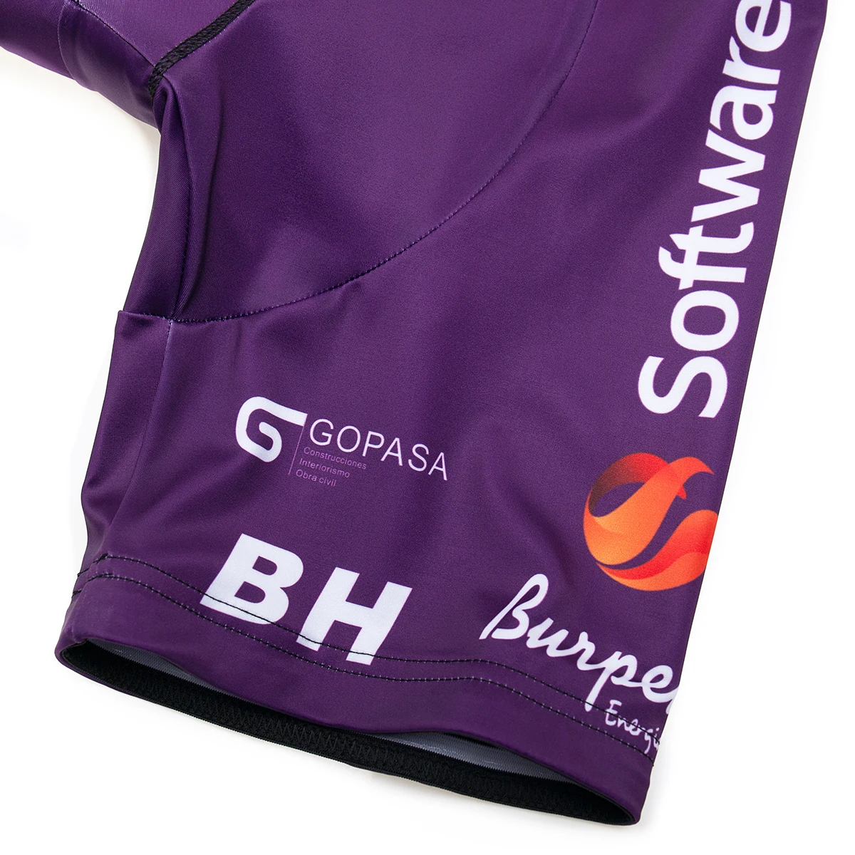 Мужские спортивные шорты с подкладом Coolmax фиолетовые на подтяжках для велоспорта