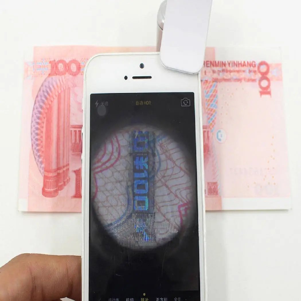 60X мобильный телефон камера Светодиодный УФ клип Серебряная Лупа 3 x LR Кнопка