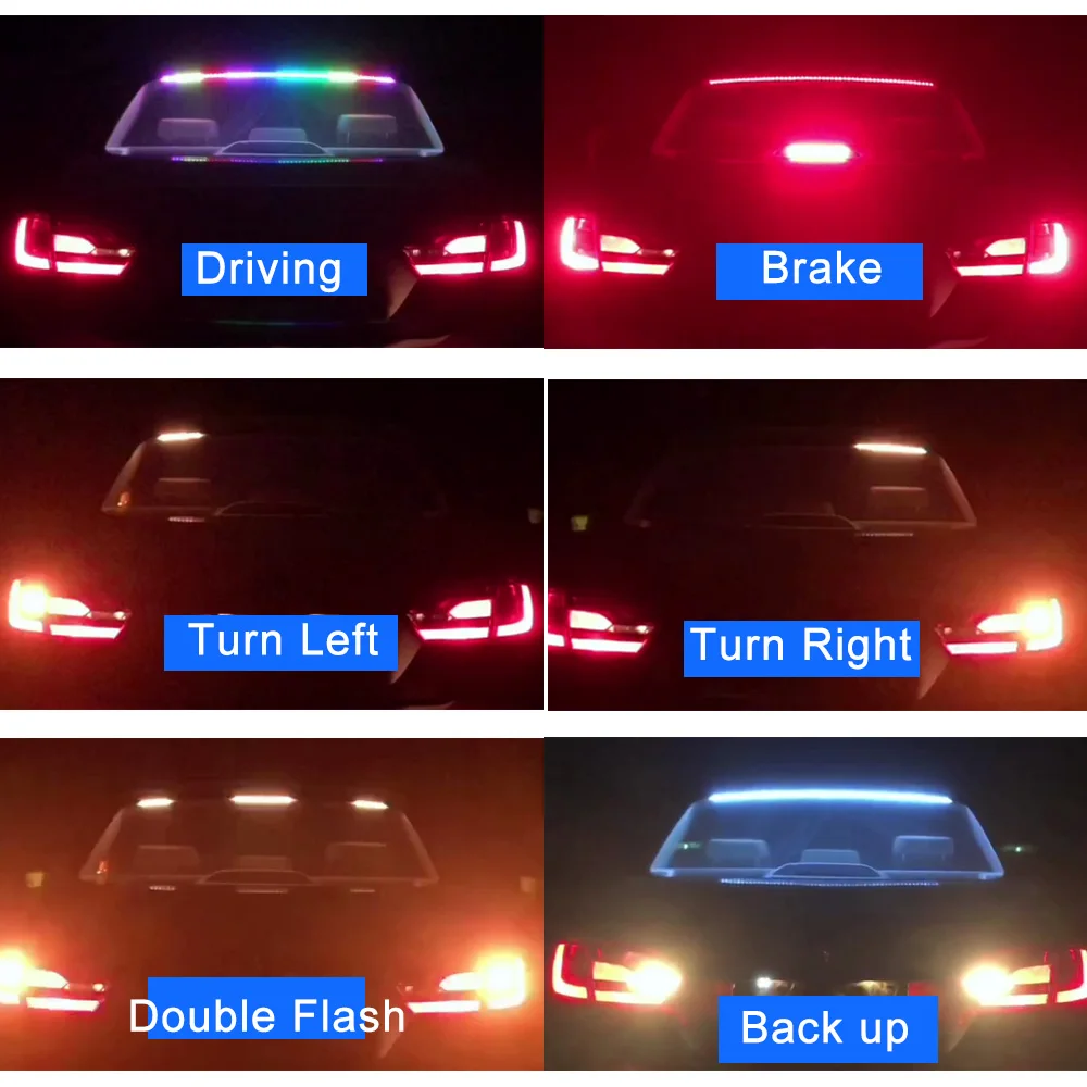 

1set Car Styling Turn Signal Amber Flow Led strip trunk Tail Light Ice Blue LED DRL daytime running light RED Brake Light 2018