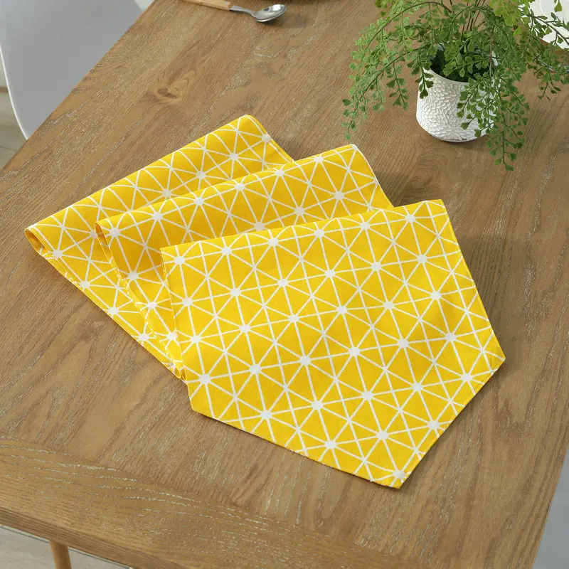 LEMOR Yellow Geometric Table Flag Modern Minimalist Desktop Cover Plaid Creative Cloth Tapete Decor Home Textile | Дом и сад