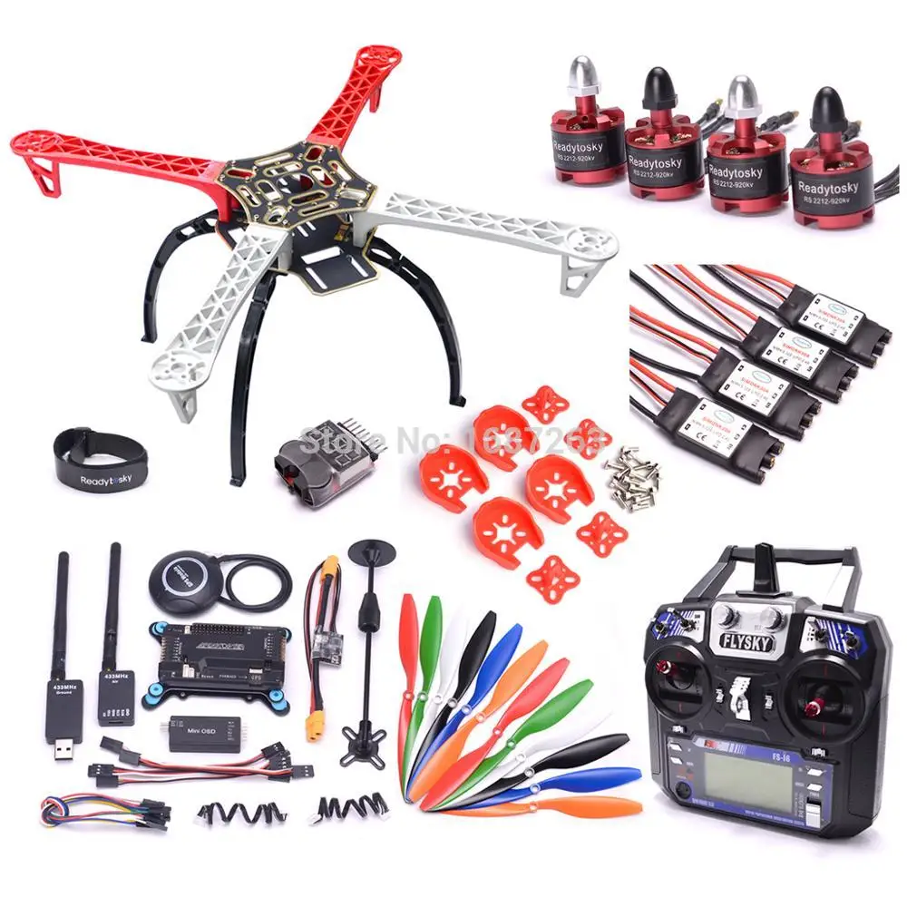 F450 Multi Рама вертолета 2212 920KV бесщеточный двигатель 433mhz Телеметрия Mini OSD APM2.8 плата FC