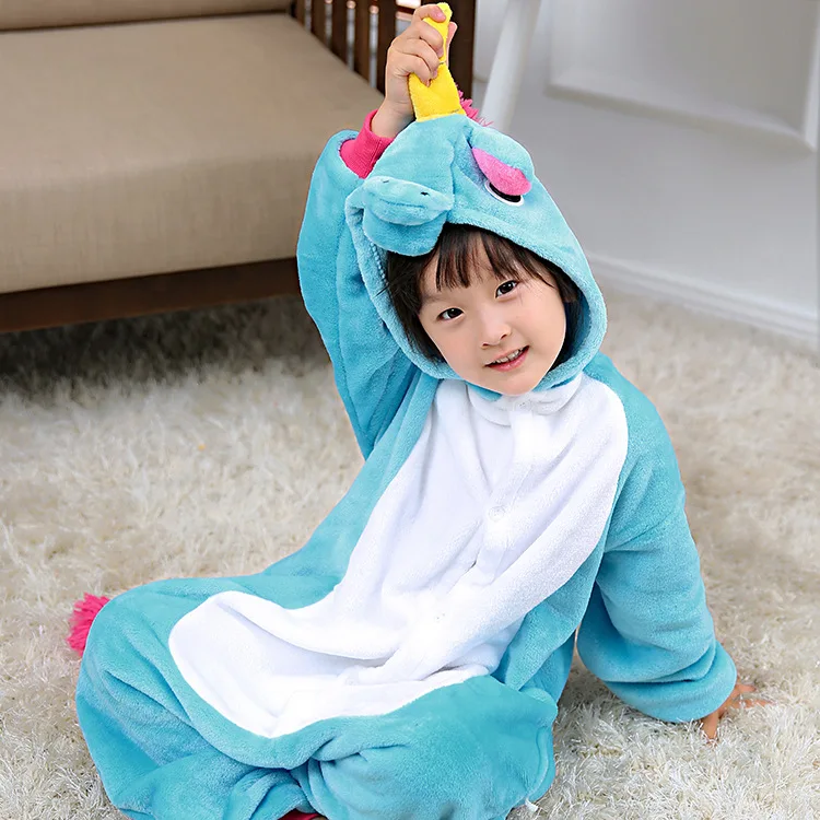 Детская Пижама Единорог одеяло Kigurumi комбинезон Детская мультяшная Пижама, комбинезон для девочек и мальчиков, Косплэй Фланелевая Пижама костюмы
