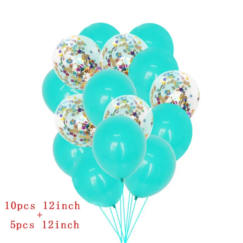 15pcs balloons 2 Русалочка День Рождения украшения Русалка Вечерние одноразовые наборы посуды торт Топпер Baby Shower Girl 1st день рождения партии - Цвет: 15pcs balloons 2