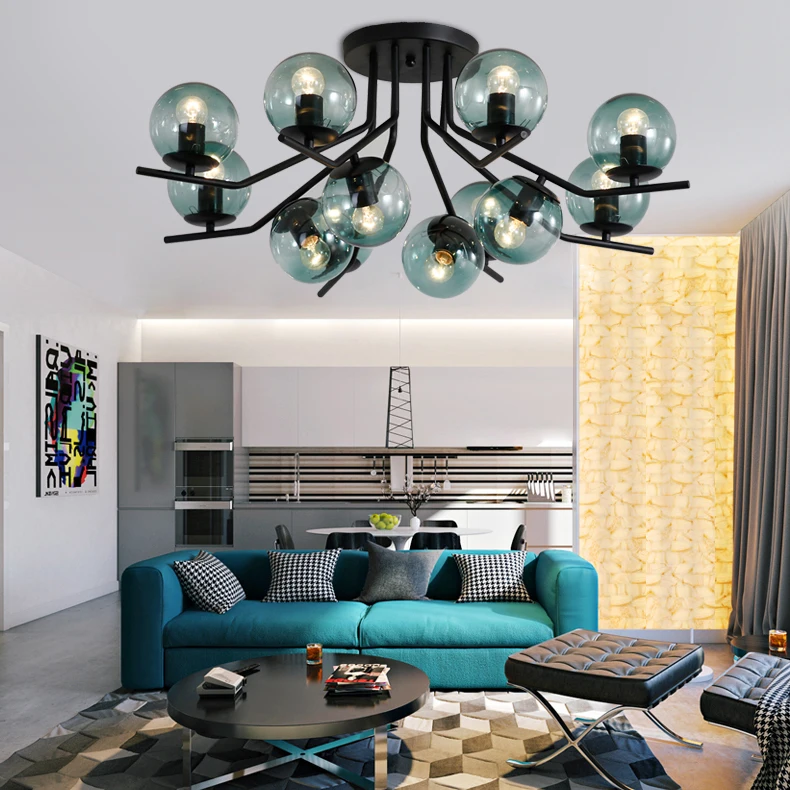 

Modern hanging lamp light LED dinning bed room bedroom foyer round glass ball black gold nordic simple modern pendant light lamp