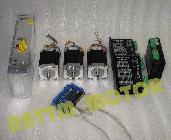 3 оси Nema23 308Oz in шаговый двигатель 3A 4 проводами и CW5045 драйвер 4.5A 80V/постоянного тока