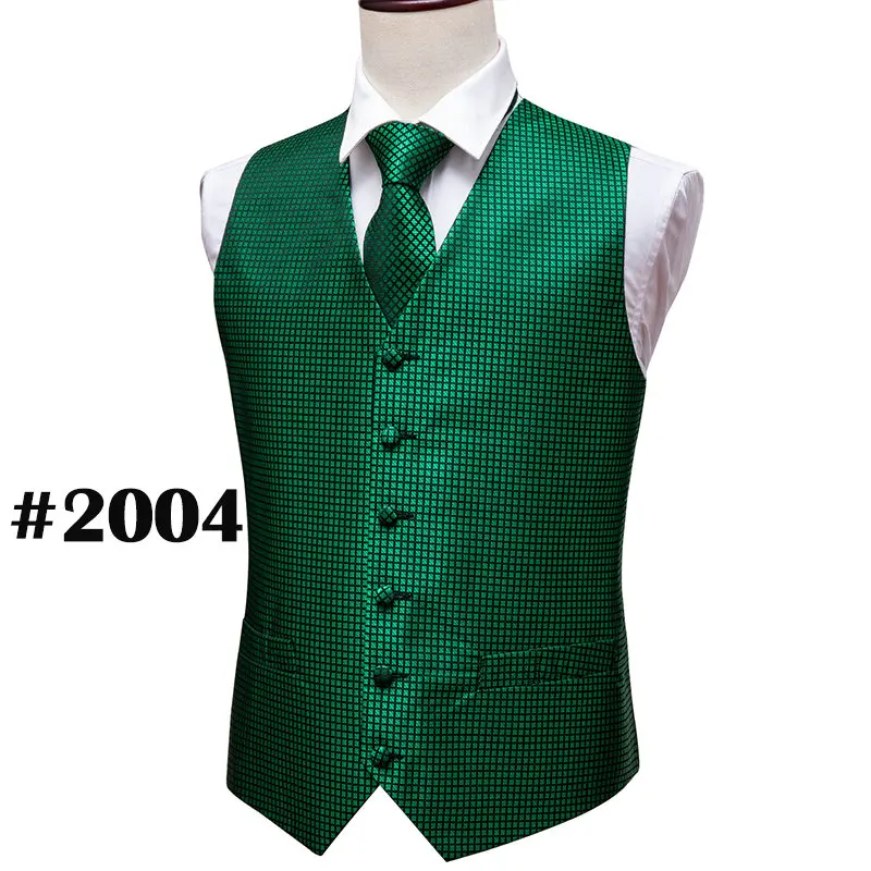 MJ-2004 Дизайнерские мужские классические черные Пейсли ЖАККАРДОВЫЕ фолральные шелковые жилеты платок галстук жилет Карманный платок для костюма набор Barry.Wang - Цвет: MJ-2004
