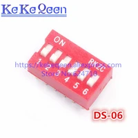 100pcs ds 06p 6 bit 12pins new direct dial code switch dip switch red color ds06p ds 6p 2 54mm coding onoff switch