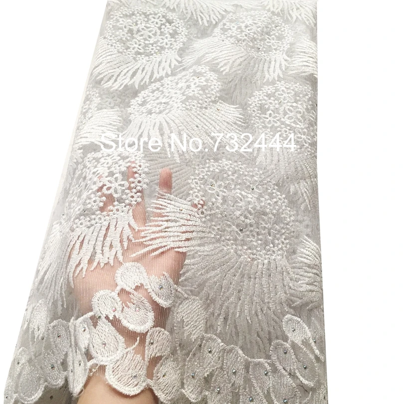 Высококачественная Модная белая кружевная ткань для свадьбы Aso ebi сетчатая
