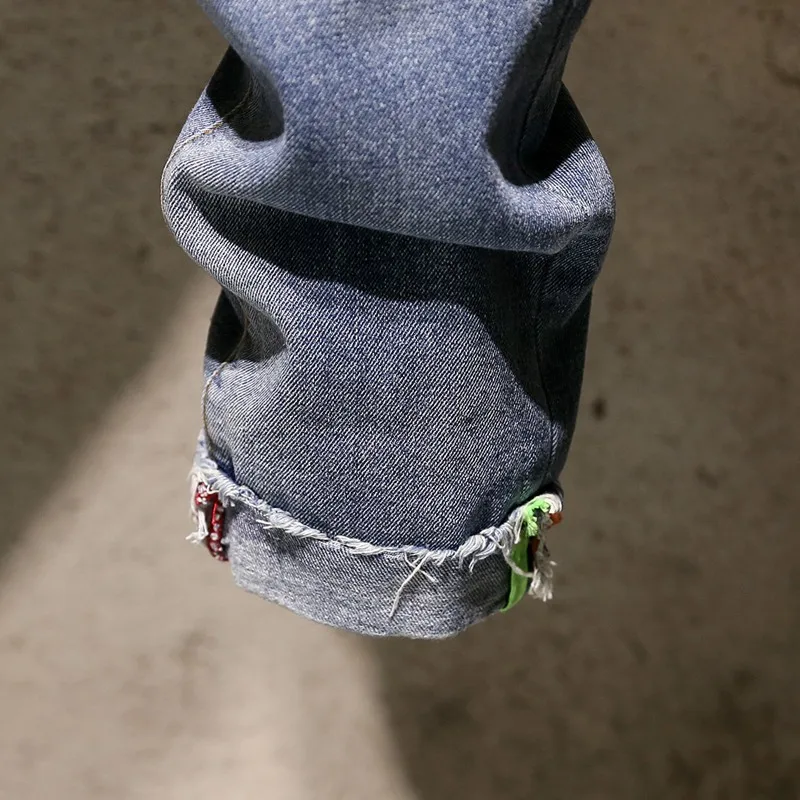 ClassDim хорошее качество мужские хлопковые синие джинсы с дырками зауженные новые