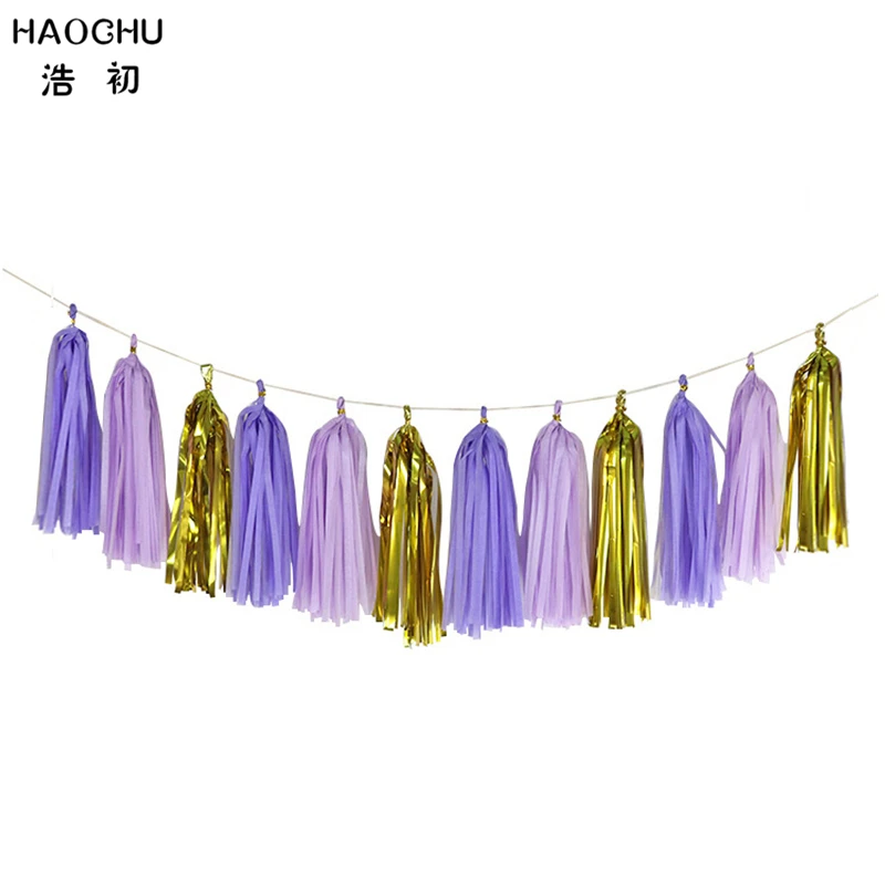 HAOCHU 20 шт./компл. 10 '཈'' фиолетовая Золотая Бумажная гирлянда с кисточками