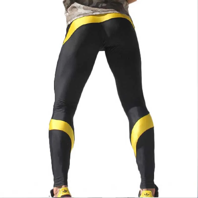 Мужские колготки для бега эластичные леггинсы фитнеса с низкой талией трико