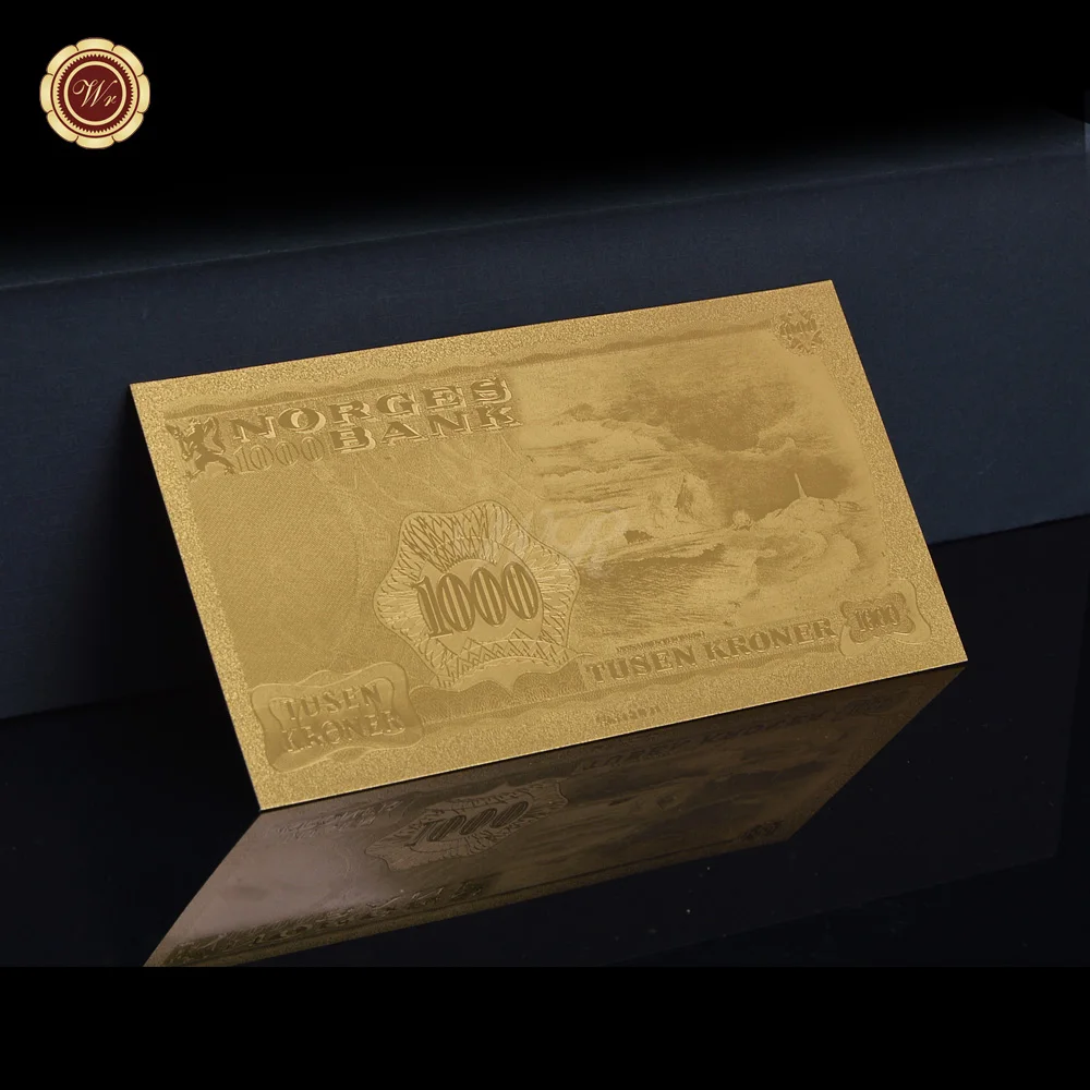 Коллекция ремесел Золотая фольга из Норвегии Банкнота 999/1000 ущелье 1000 крон|gold peep