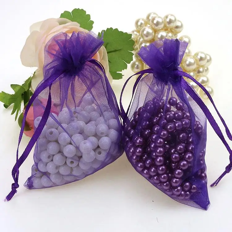 Мешки для ювелирных изделий из органзы темно-фиолетового цвета 9 х12 см дешевые