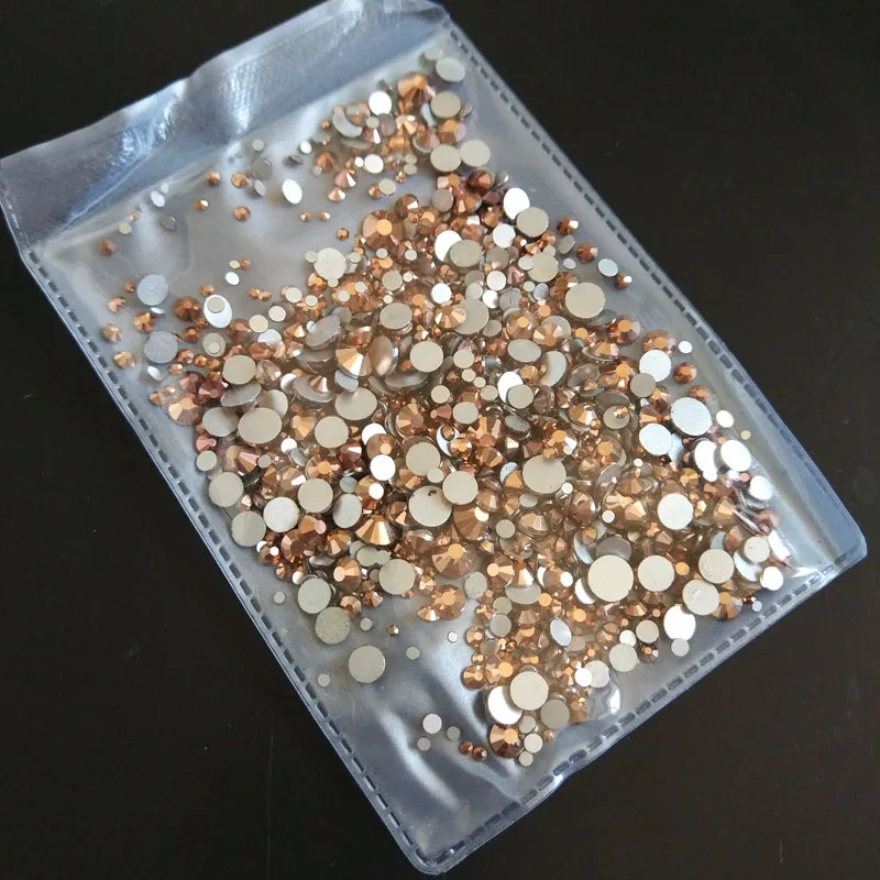 Супер блестящие стразы Кристалл розовое золото Φ 1200 шт. разные размеры горячая