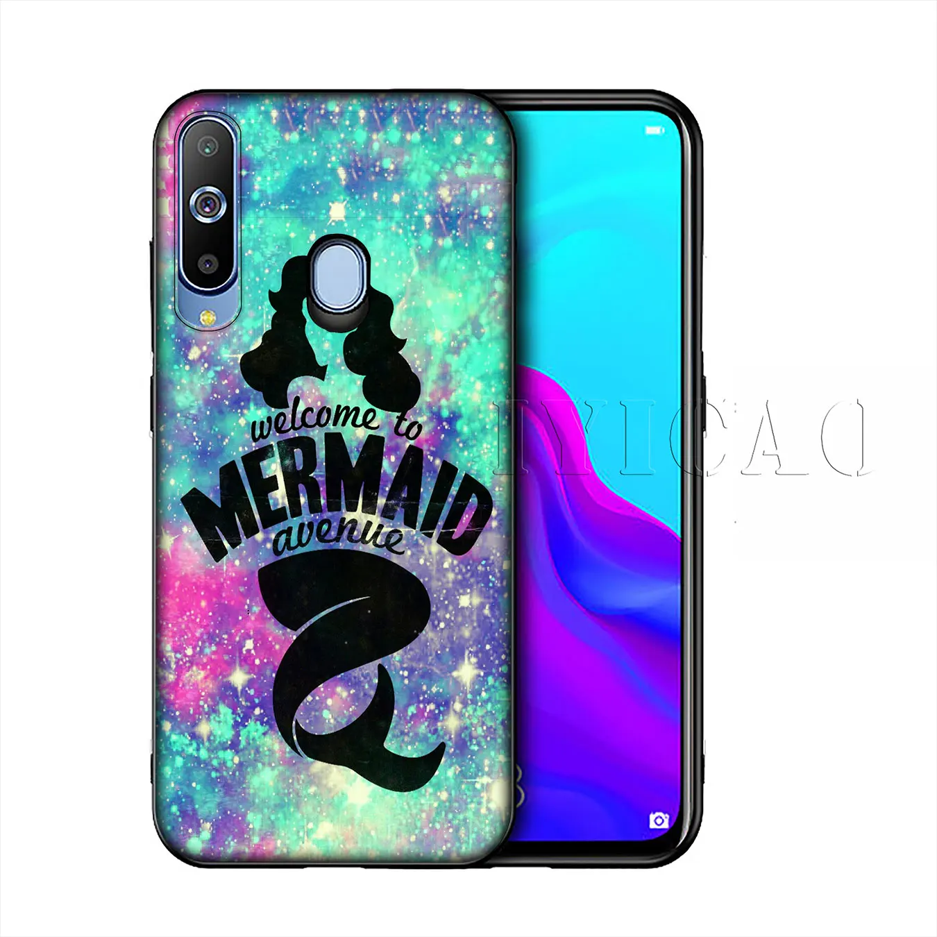 IYICAO Mermaid Tail Scale Soft Silicone Case for Samsung Galaxy A70 A60 A50 A40 A30 A20 A10 A50S A40S A30S A20E A10S Black Cover |