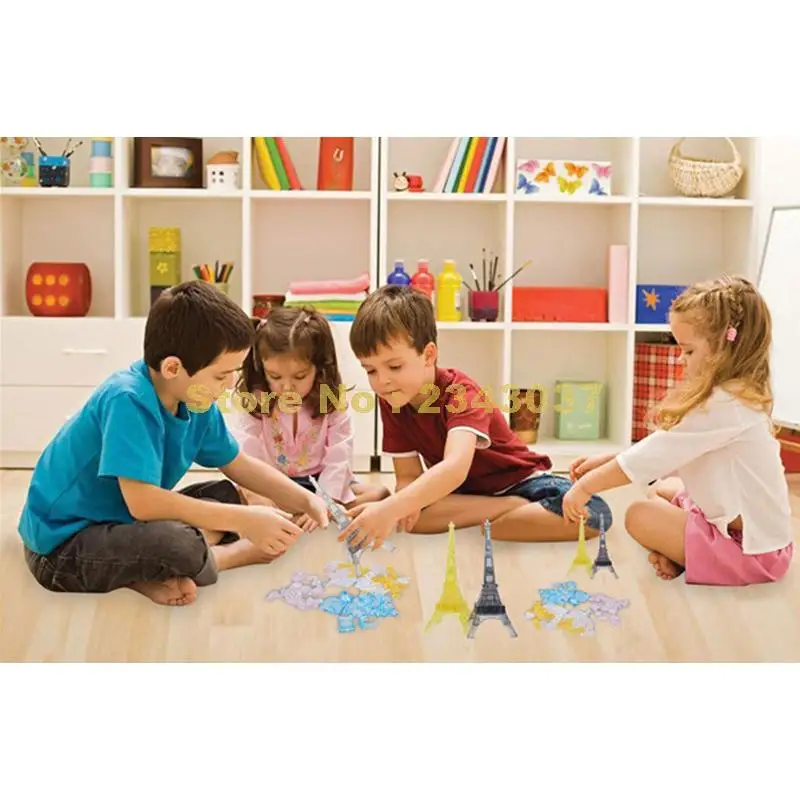 24 шт интеллект/терпение/наблюдения развития Diy 3d Кристалл Эйфелева башня