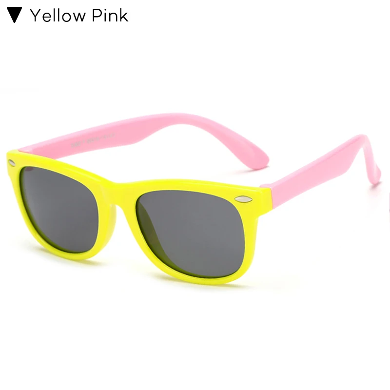 C2 Yellow Pink Поляризационные солнцезащитные очки для детей, мальчиков и девочек, детские солнцезащитные очки, безопасные очки, очки, прозрачное защитное стекло, UV400 - Цвет линз: C2 Yellow Pink