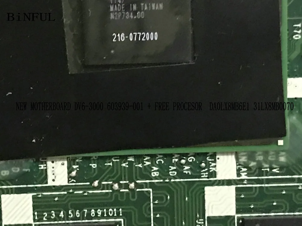 BiNFUL 603939-001 аккумулятор большой емкости DA0LX8MB6E1 31LX8MB0070 для hp павильон DV6-3000 серийная материнская плата для ноутбука HD5650+ процессор