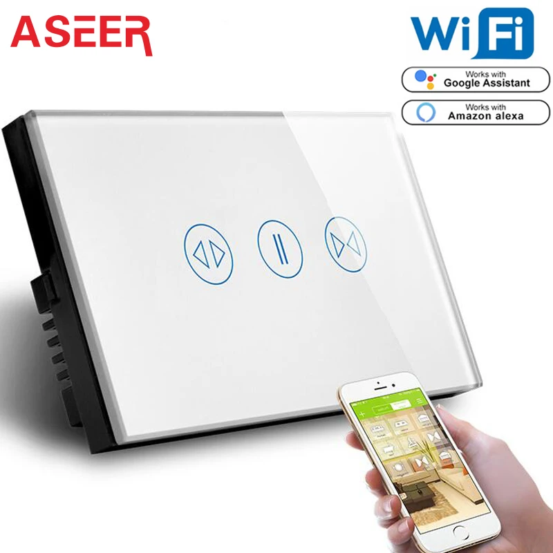 Умный дом ASEER, США/Австралия, wifi, умный сенсорный переключатель для штор, Голосовое управление от Alexa, умные шторы, переключатель штор, 110-240 В, умный переключатель