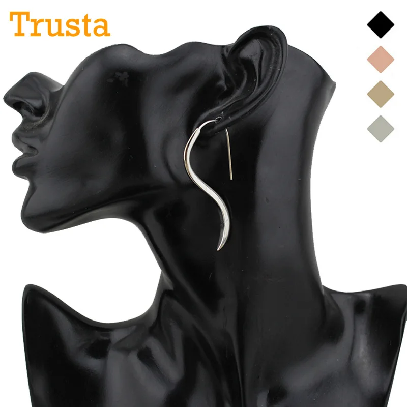 Trusta модные новые золотые/серебряные/черные простые серьги кольца для женщин и