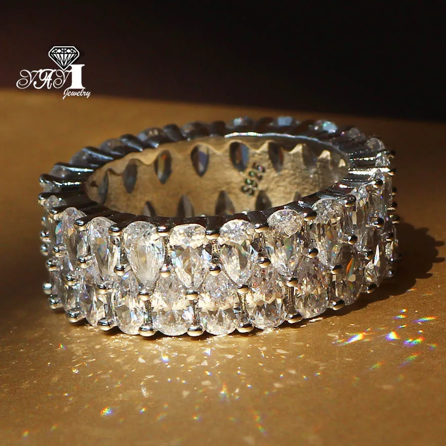 YaYI ювелирные изделия Мода Принцесса Cut 9.6CT белый цирконий серебристый цвет обручальные кольца вечерние кольца
