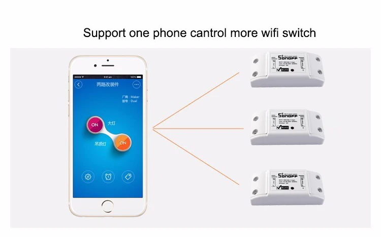 2018 Новый 1CH Sonoff Wi-Fi реле модуля AC 90 В-250 В 220 Беспроводной таймер выключения света