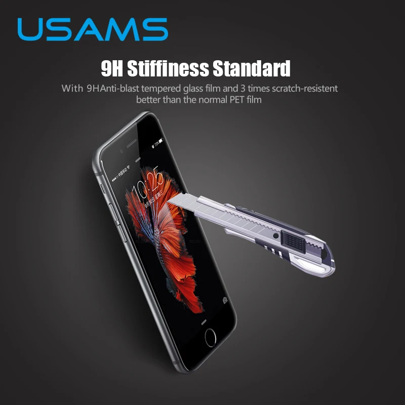 USAMS 0.3 мм 9 H Углеродного Волокна 3D Закаленное Стекло для iPhone 6 6 s Screen Protector Защитная Пленка Премиум Версия
