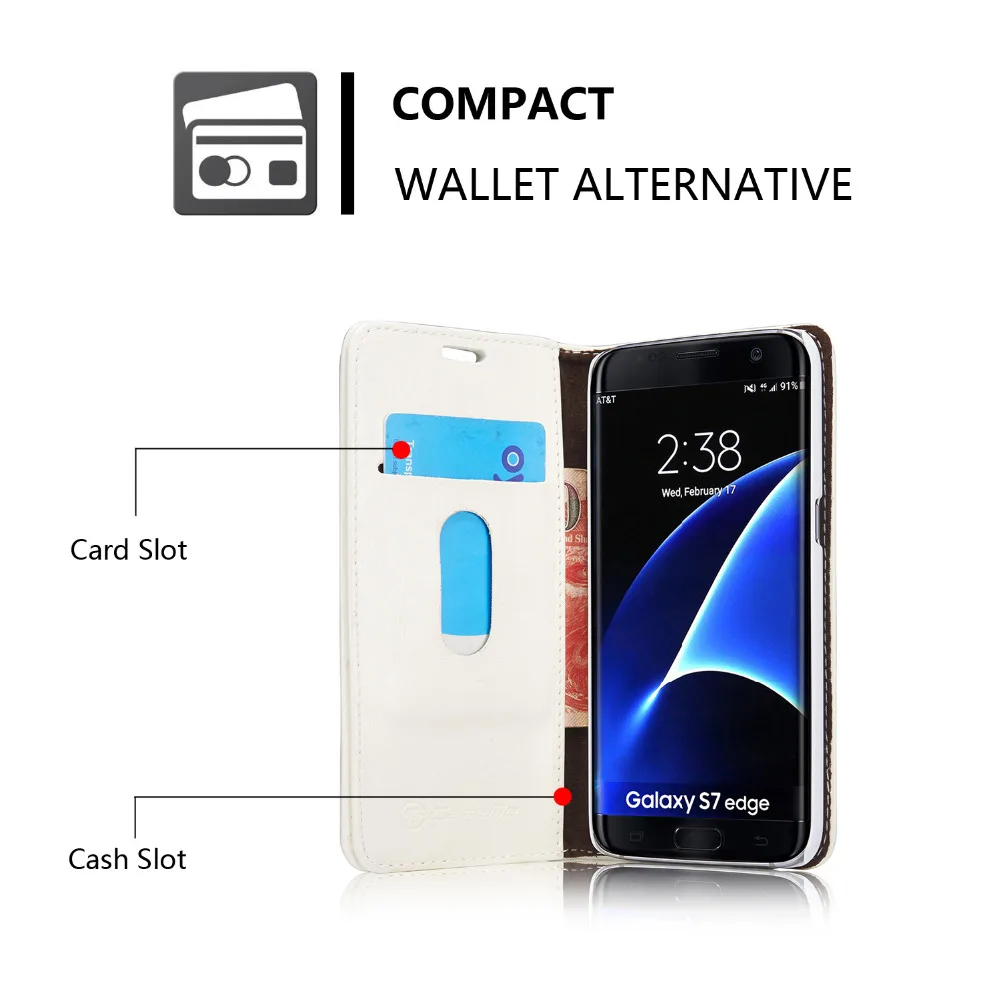 CaseMe S7 Edge бумажник чехол для S6 Plus с отделением карт на магните Авто Чехол С