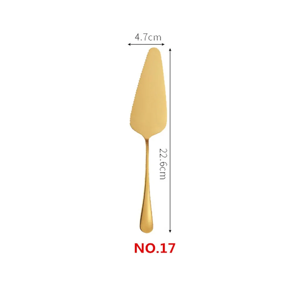 NO.13 Cake Knife 1/5 комплектов, Нержавеющая сталь Золотой набор столовых приборов Зеркало Посуда Золотой столовый Услуги совки Ножи вилка Кухня аксессуары - Цвет: NO.13 Cake Knife
