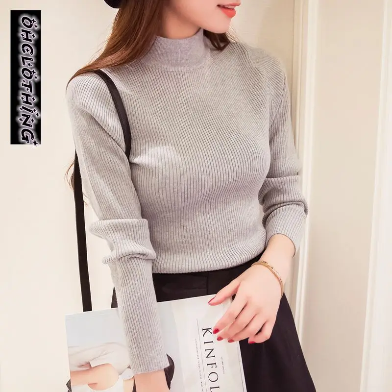Ohclothes вязаный свитер с высоким воротом для женщин 2017 новая мода осень зима