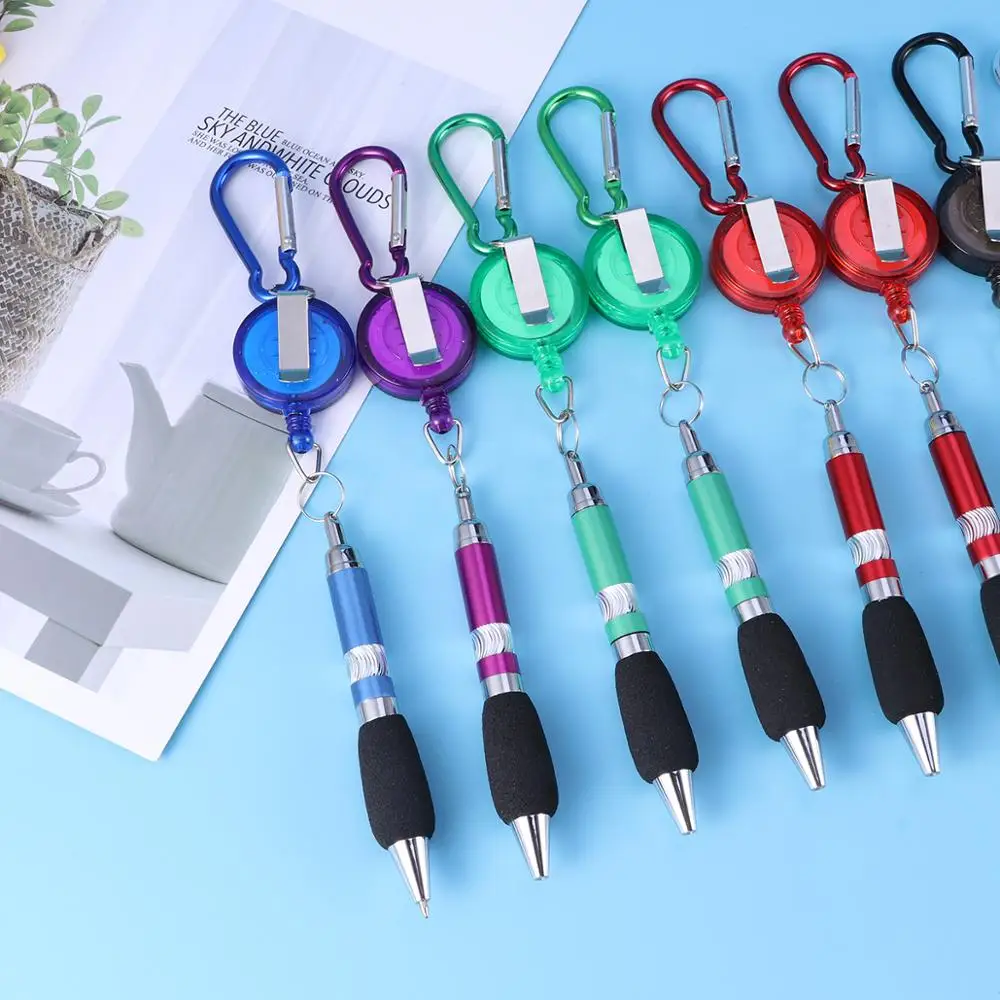 

10pcs Retractable Badge Reel Pen with Belt Clip and Carabiner (Random Color)