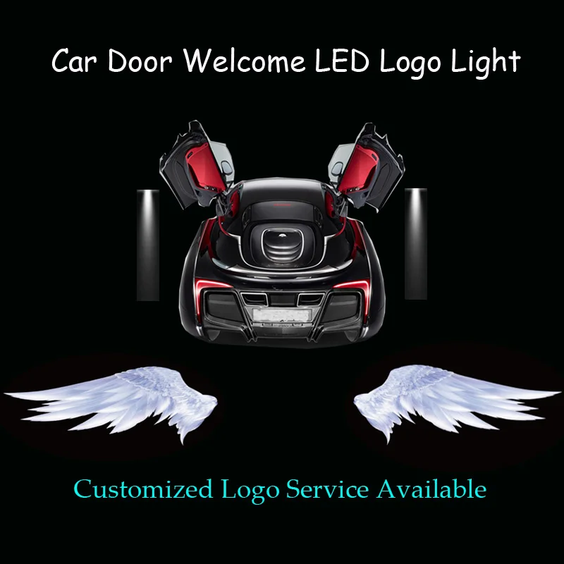 Logotipo de alas de Ángel 3D para puerta de coche, motocicleta, Scooter, bienvenida, sombra de fantasma, reflector, proyector láser, luz LED, 2 uds.